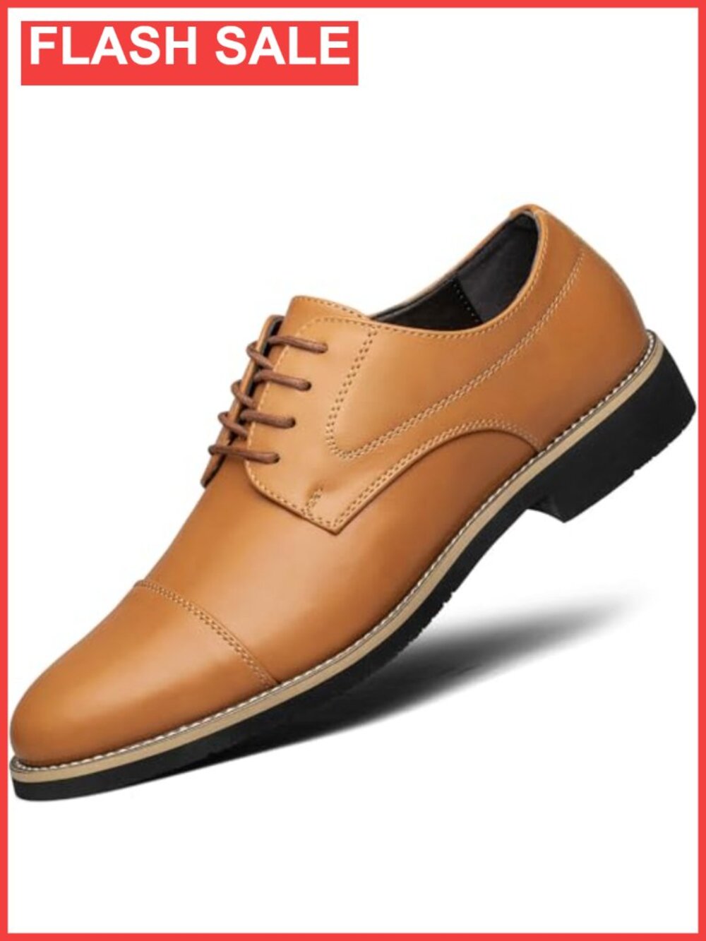 Men's Oxford Dress Shoes Cap-Toe Faux Leather Lace-Up Business Formal Derby
